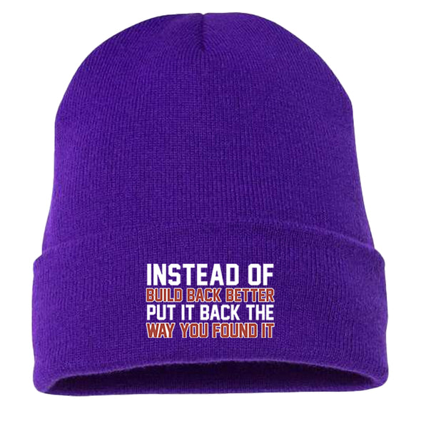 Instead of Build Back Better Put It Back The Way You Found It Beanie